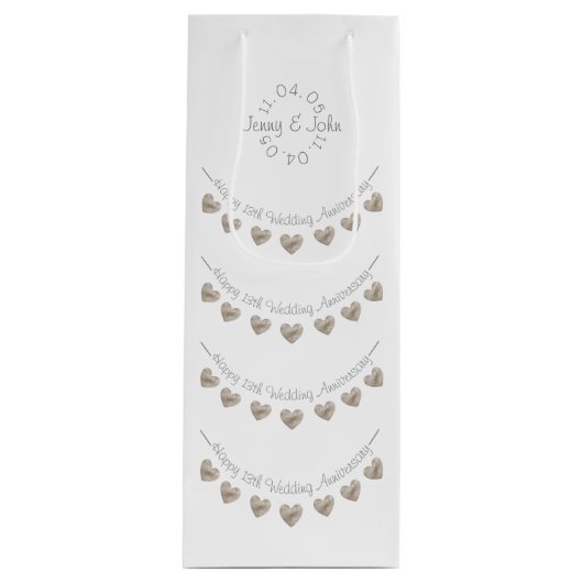 13. Hochzeit Jubiläum Spitzenweinbeutel Geschenktüte Für Weinflaschen (Vorderseite)