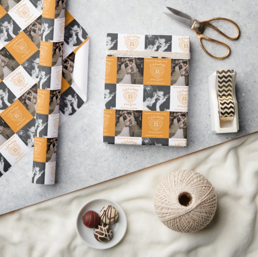 13. Hochzeit Jubiläumsstadt 2 Fotos Geschenkpapier (Kunsthandwerk)