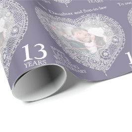 13. Hochzeitsjubiläum Spitzenherz Foto Packung Geschenkpapier