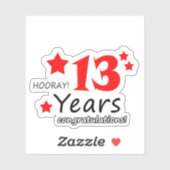 13. Hochzeitstag - 13 Jahre Geburtstag Aufkleber (Blatt)