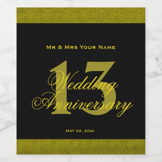 13. Hochzeitstag Eigenes Weinlabel Weinetikett (Einzelnes Label)