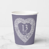 13. Hochzeitstag Foto grau Pappbecher (Rückseite)