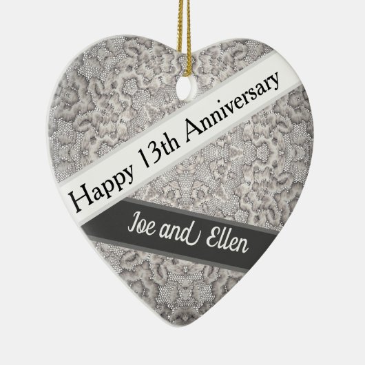 13. Hochzeitstag, Hochzeitsfeier Keramik Ornament (Rechts)