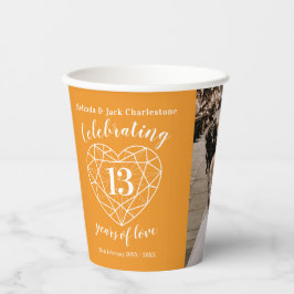 13. Hochzeitstag Kontur Herz Foto Pappbecher