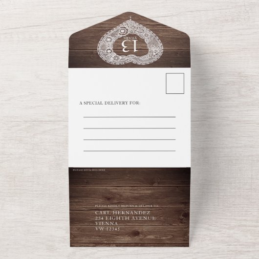 13. Hochzeitstag ohne Umschlag All In One Einladung (Außenbereich)