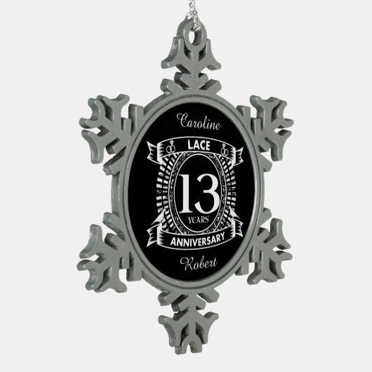 13. Hochzeitstag Schneeflocken Zinn-Ornament (Links)