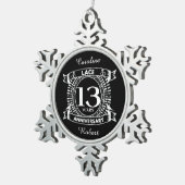 13. Hochzeitstag Schneeflocken Zinn-Ornament (Rechts)