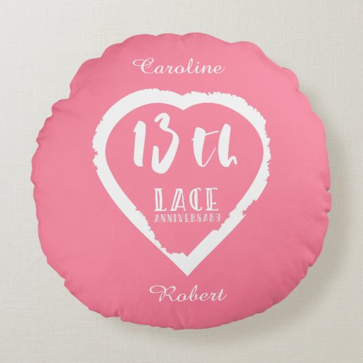 13. Hochzeitstag traditioneller Hochzeitstag Rundes Kissen (Vorderseite)