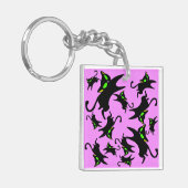 13 Irving das schwarze Kätzchen, das Magie springt Schlüsselanhänger (Vorderseite links)