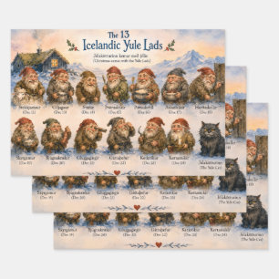 13 Isländische Jul-Lads Weihnachten in Island  Geschenkpapier Set