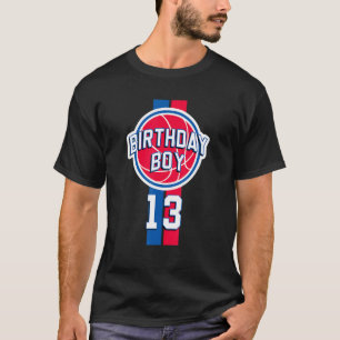 13 Jahre alt Geburtstag Junge rot und blau 313 Flä T-Shirt