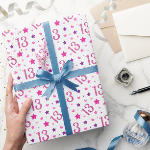 13 Jahre alte Glitter-Geburtstagsverpackungspapier Geschenkpapier