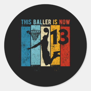 13 Jahre alter Basketball 13. Geburtstagskind Runder Aufkleber