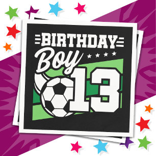 13 Jahre alter Fußball Kinder 13. Geburtstag Junge Serviette
