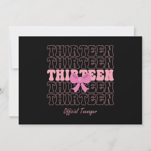 13 Jahre alter rosa Coquette Bow Offizieller Teena Einladung (Vorderseite)