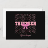 13 Jahre alter rosa Coquette Bow Offizieller Teena Einladung (Vorne/Hinten)