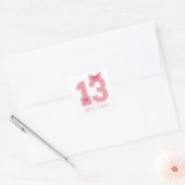 13 Jahre alter rosa Coquette Bow Offizieller Teena Quadratischer Aufkleber (Umschlag)