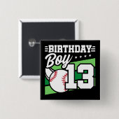 13 Jahre altes Baseball Party Thema 13. Geburtstag Button (Vorne & Hinten)