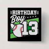 13 Jahre altes Baseball Party Thema 13. Geburtstag Button (Vorderseite)