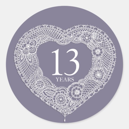 13 Jahre Hochzeitstag Runder Aufkleber (Vorderseite)