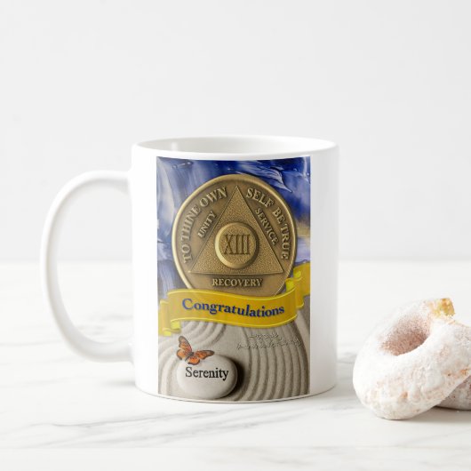 13 Jahre INDIVIDUELLE NAME OM Jubiläum Serenity Kaffeetasse (Mit Donut)
