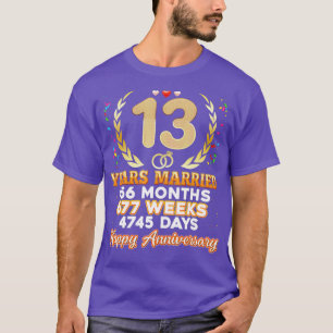 13 Jahre Verheiratet Happy 13. Wedding Anniversary T-Shirt