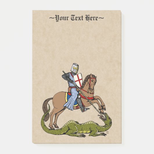 13. Jahrhundert Heiliger Georg und der Drache Post-it Klebezettel (Vorderseite)