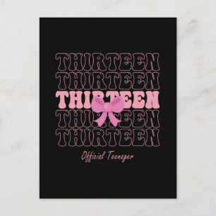 13-jähriger rosa Coquette-Bogen offizieller Teenag Feiertagspostkarte