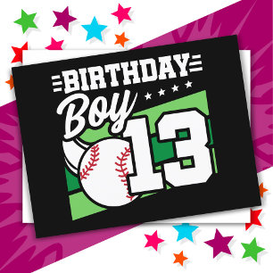 13-jähriges Baseball-Party-Thema 13. Geburtstag Ju Postkarte
