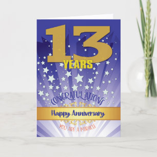 13-jähriges Erholungsjubiläum Fette Ziffern Karte
