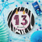 13-jähriges Mädchen Zebra Streifen Pink Trendy Geb Pappteller (Party)