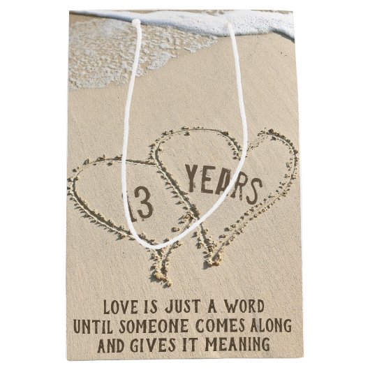 13. Jubiläum Beach Hearts Medium Geschenktasche Mittlere Geschenktüte (Vorderseite)