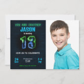 13. Junge Geburtstag Foto Einladung (Vorderseite)