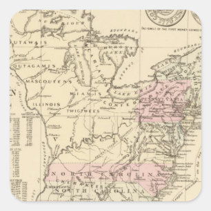 13 Kolonien 1776 Quadratischer Aufkleber
