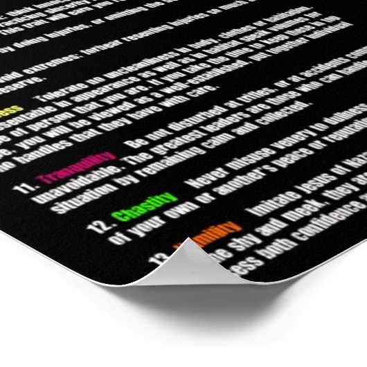 13 Lebensgrundsätze Poster (Ecke)