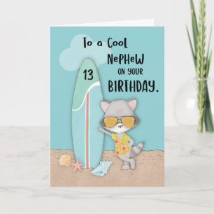 13. Lebensjahr Nephew Geburtstag Strand Cooler Rac Karte