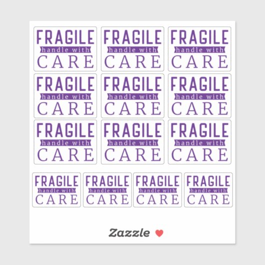 13 Lila, fragiler Umgang mit kleinen und mittleren Aufkleber (Blatt)