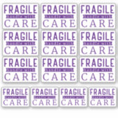 13 Lila, fragiler Umgang mit kleinen und mittleren Aufkleber (Vorderseite)