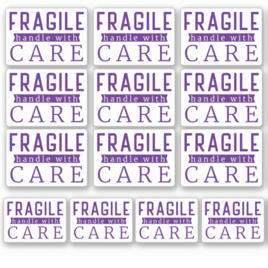 13 Lila, fragiler Umgang mit kleinen und mittleren Aufkleber (Vorderseite)