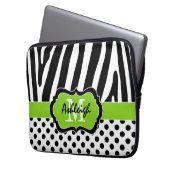 13" Limoner schwarzer Zebra Stripes Laptopschutzhülle (Vorderseite Links)