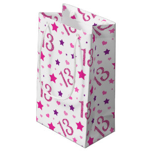 13. Mädchen-Geburtstags-Geschenk-Taschen-Rosa-lil Kleine Geschenktüte