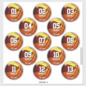 13 Marion Gold Mannschaft Farben Basketball Aufkleber (Blatt)