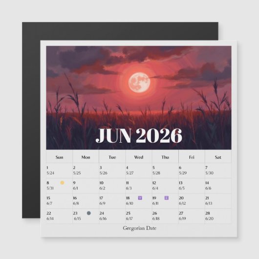 13-Monats-Mondphasen-Tierkreiszeichen-Kalender Magnetkarte (Vorne/Hinten)