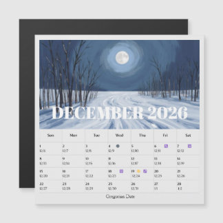 13-Month Moon Phase Zodiac december Calendar Magnetkarte