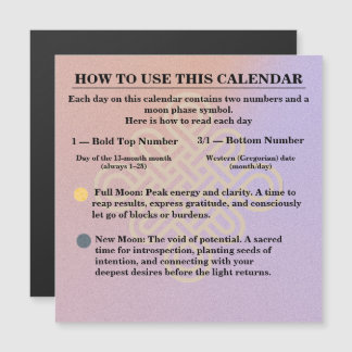 13-Month Moon Phase Zodiac instructions Calendar Magnetkarte