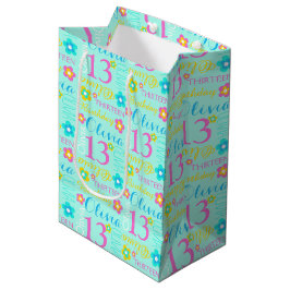 13. Name-Geschenktasche des Geburtstagsaqua Mittlere Geschenktüte