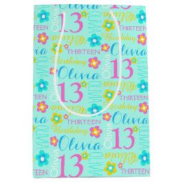 13. Name-Geschenktasche des Geburtstagsaqua Mittlere Geschenktüte