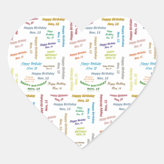 13. November Herz-Aufkleber (Vorderseite)