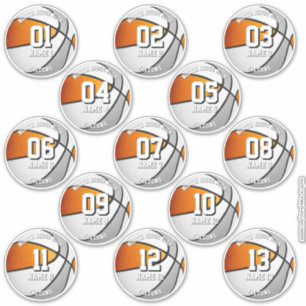 13 orange graue Teamfarben Basketball-Aufkleber Aufkleber