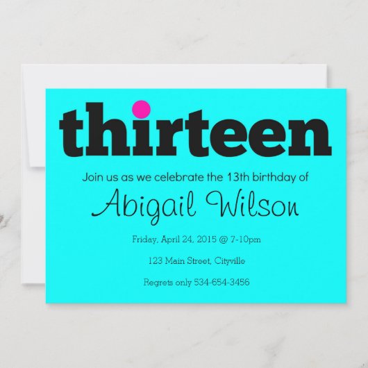 13. Party Einladung des Geburtstags-dreizehn (Vorderseite)